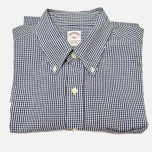 Brooks Brothers 346 Blue Gingham Check Short Sleeve Shirt Size Large